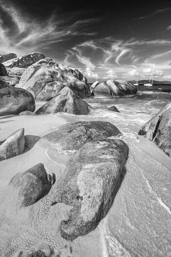 Beach Photograph - The Baths in Black and White by Adam Romanowicz