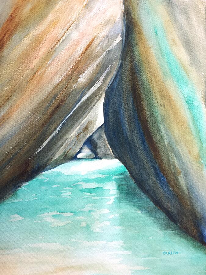 The Baths Turquoise Painting by Carlin Blahnik CarlinArtWatercolor