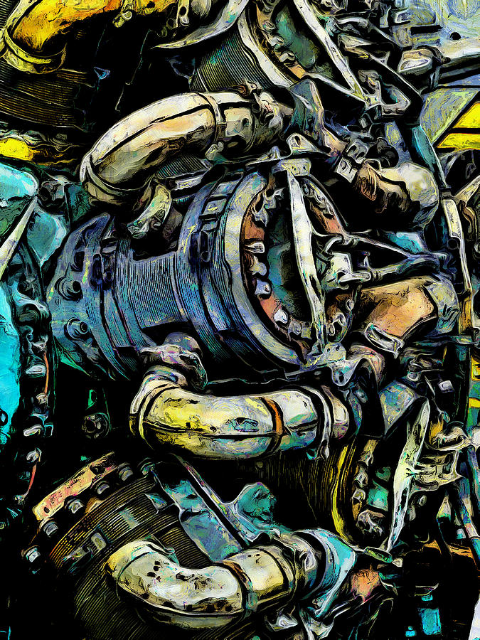 Abstract Digital Art - The Battered Engine by Steve Taylor