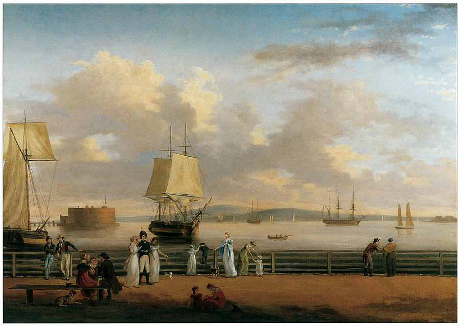 Thomas Birch Painting - The Battery and Harbor by Thomas Birch