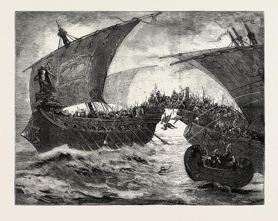 The Battle Of Actium, Scene From Antony And Cleopatra Drawing by ...