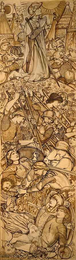 The Battle of Beth-Horon - Joshua Commanding the Sun and Moon to Stand Still Painting by Edward Burne-Jones