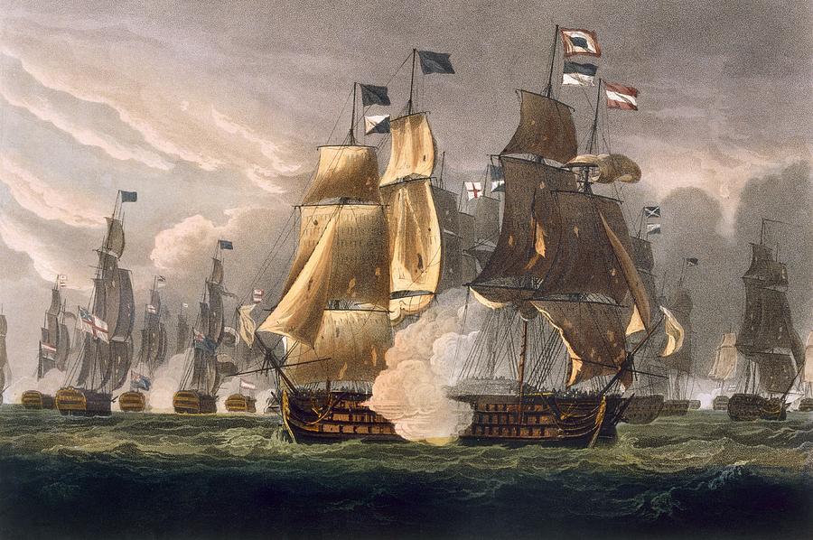 Boat Drawing - The Battle Of Cape St Vincent by Thomas Whitcombe