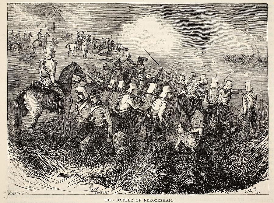Fighting Drawing - The Battle Of Ferozeshah, Illustration by English School