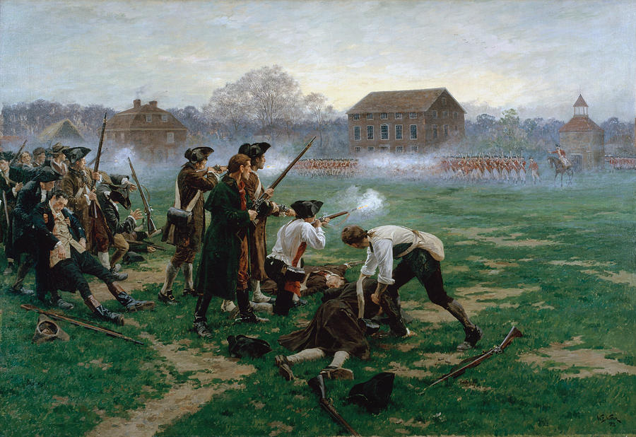 The Battle Of Lexington, 19th April 1775 Painting by William Barnes Wollen