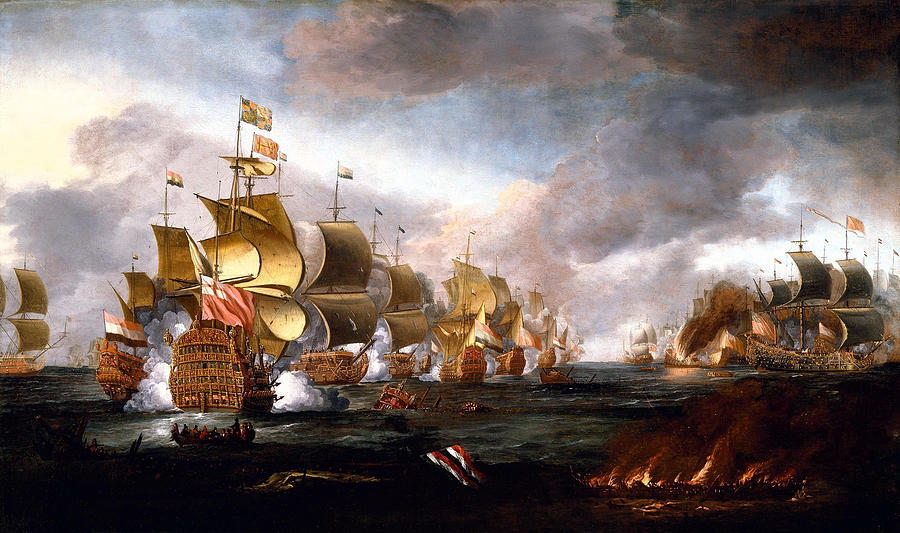 The Battle of Lowestoft Painting by Adriaen van Diest