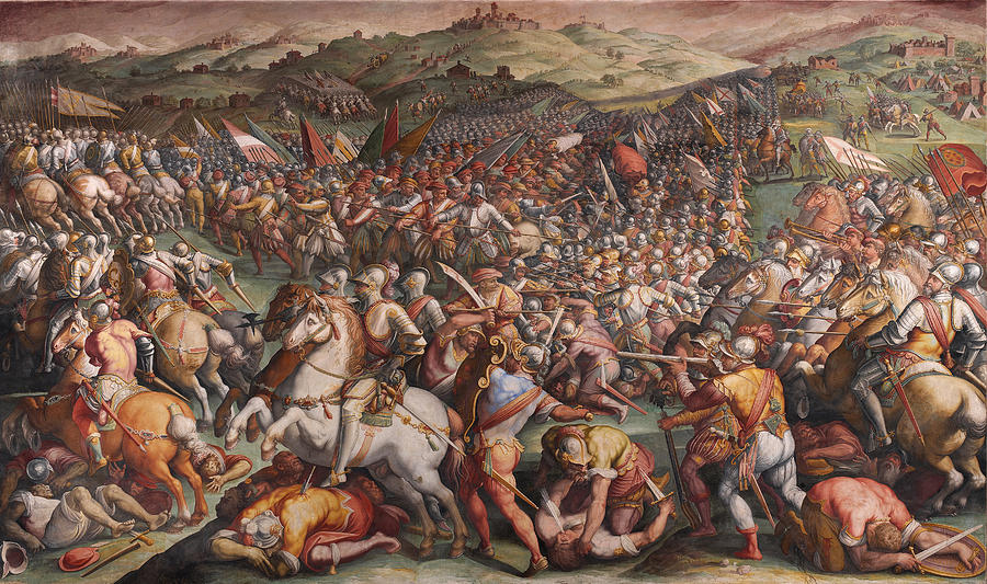 The battle of Marciano in Val di Chiana Painting by Giorgio Vasari