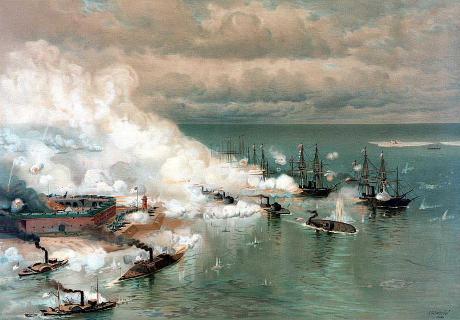 Civil War Painting - The Battle Of Mobile Bay by War Is Hell Store