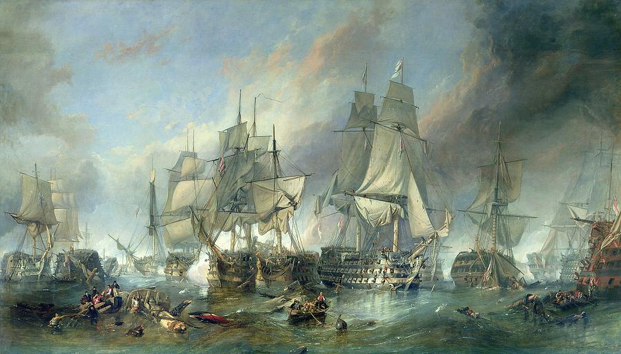 Boat Painting - The Battle Of Trafalgar, 1805 by Clarkson RA Stanfield