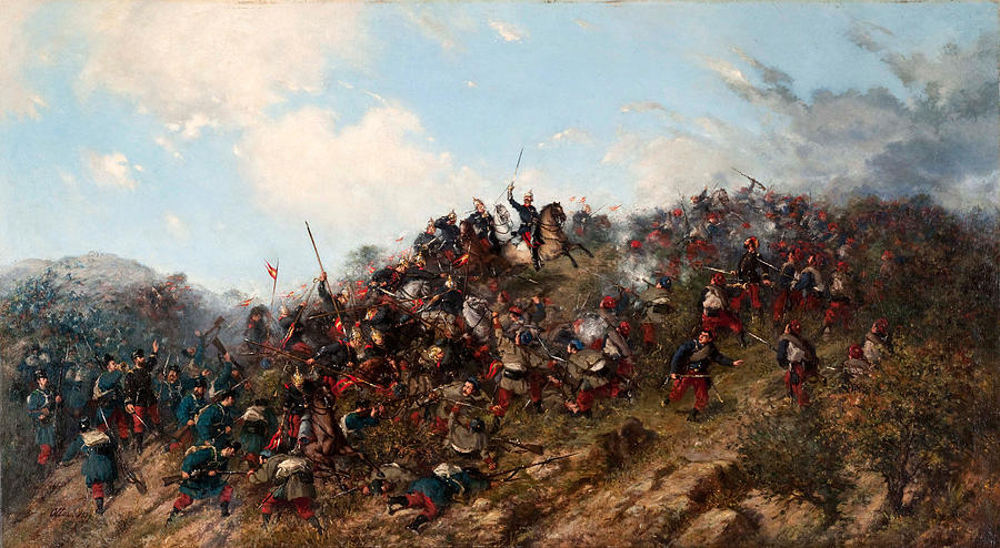 The Battle of Trevino Painting by Francisco Oller