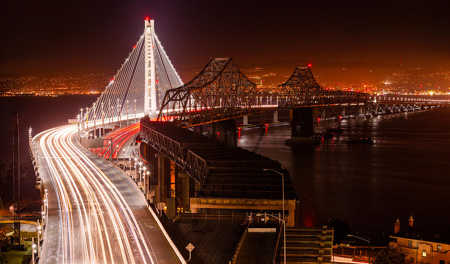 San Francisco Photograph - The Bay Bridges by Alexis Birkill