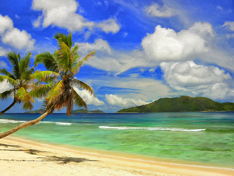The Beach at Anse Gaulettes Painting by Dominic Piperata