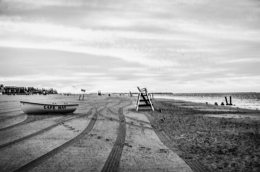 The Beach at Cape May in Black and White Photograph by Bill Cannon