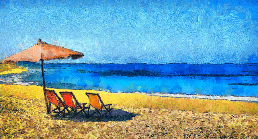 The beach Painting by George Rossidis