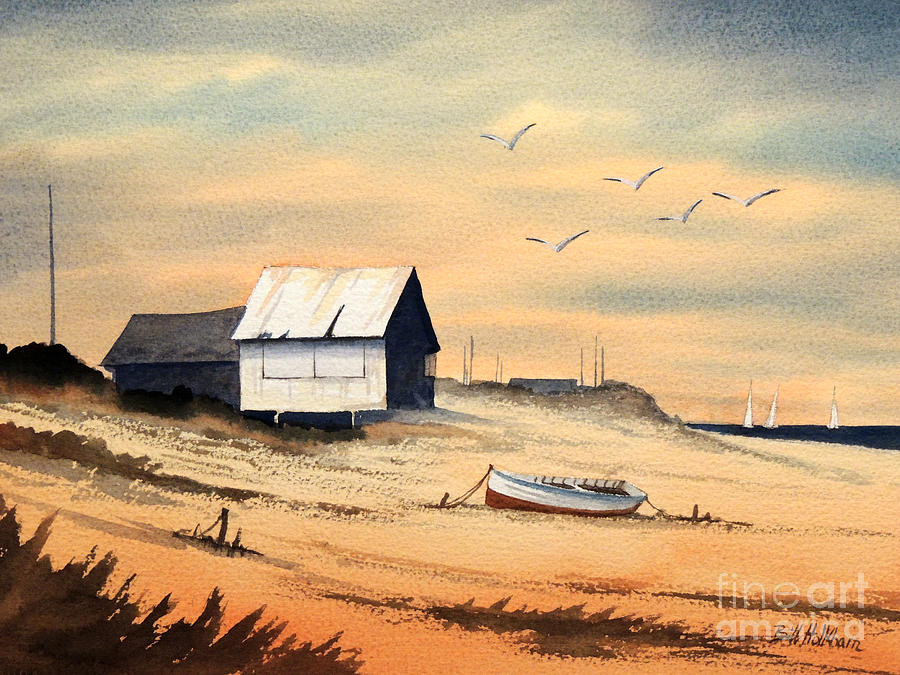 Boat Painting - The Beach Hut by Bill Holkham