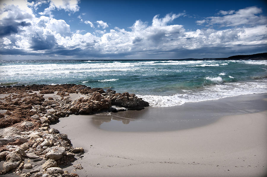 The Beach of Son Bou in Menorca in a Cloudy and windy day Photograph by Pedro Cardona Llambias