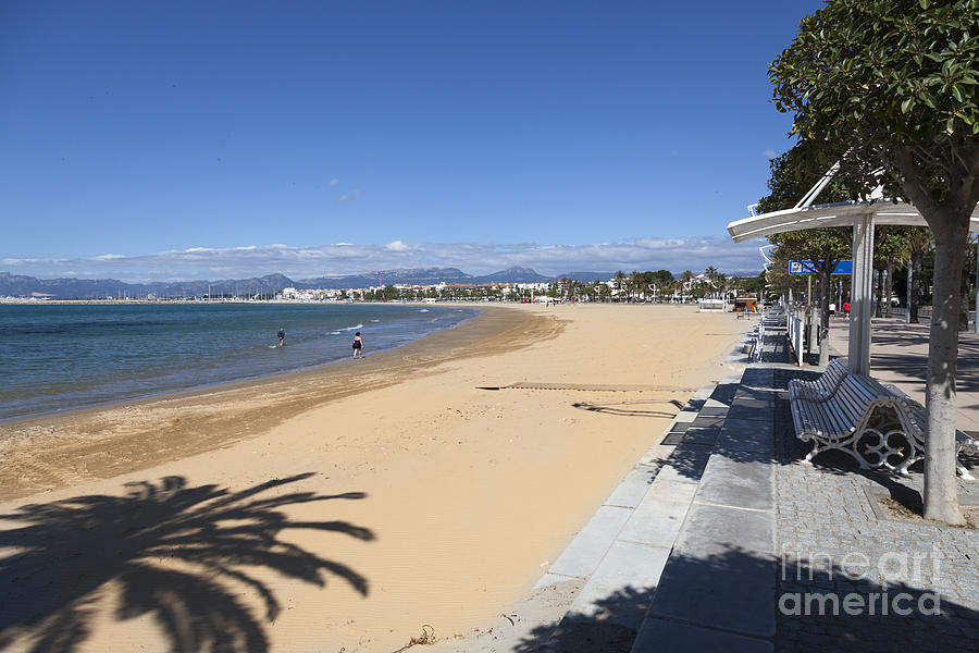 The beach seafront at Cambrils Catalonia Photograph by Peter Noyce