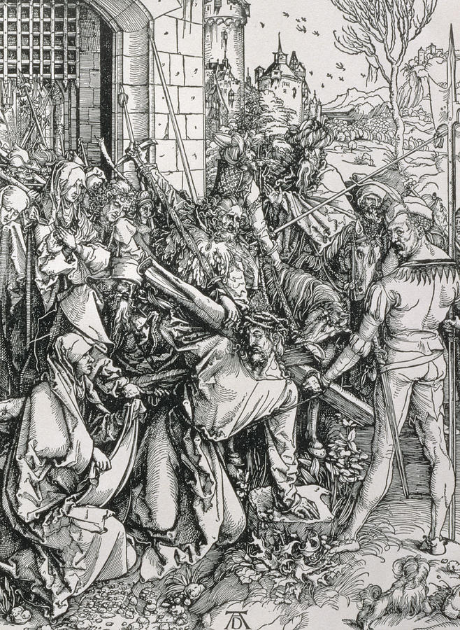Castle Painting - The Bearing of the Cross from the Great Passion series by Albrecht Duerer