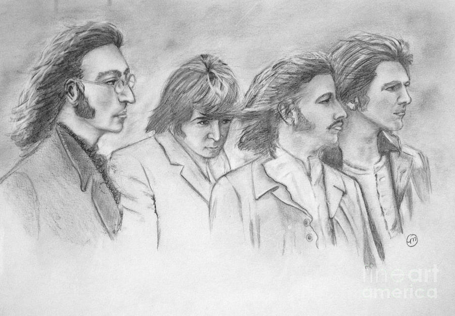 The Beatles Drawing - The Beatles by Manon Zemanek