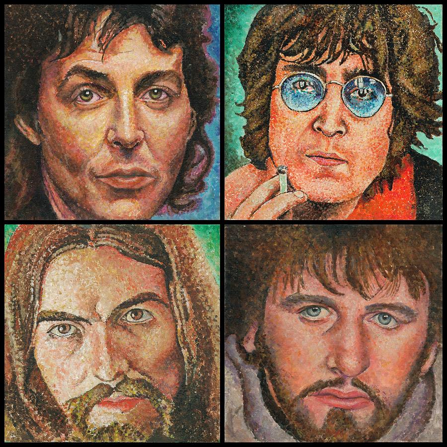 Paul Mccartney Painting - The Beatles Quad by Melinda Saminski
