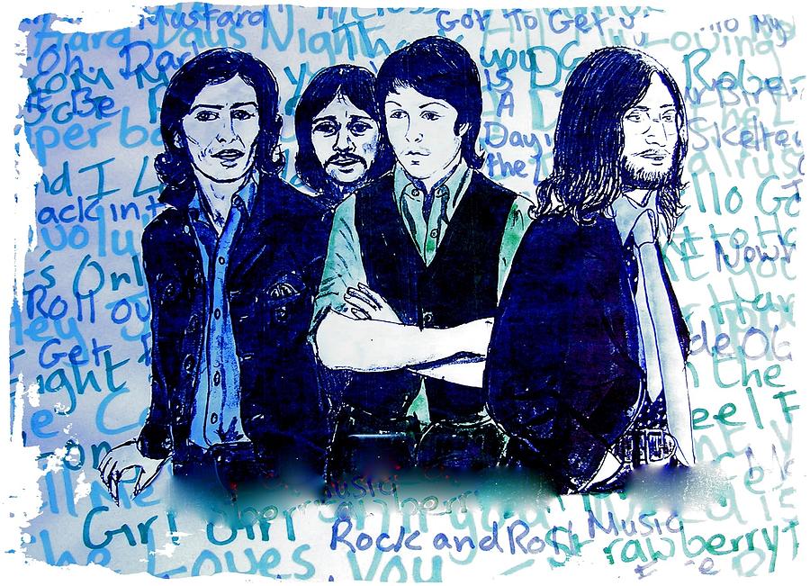The Beatles Rainbow Series Stressed Beatles Blue. Painting by Joan-Violet Stretch