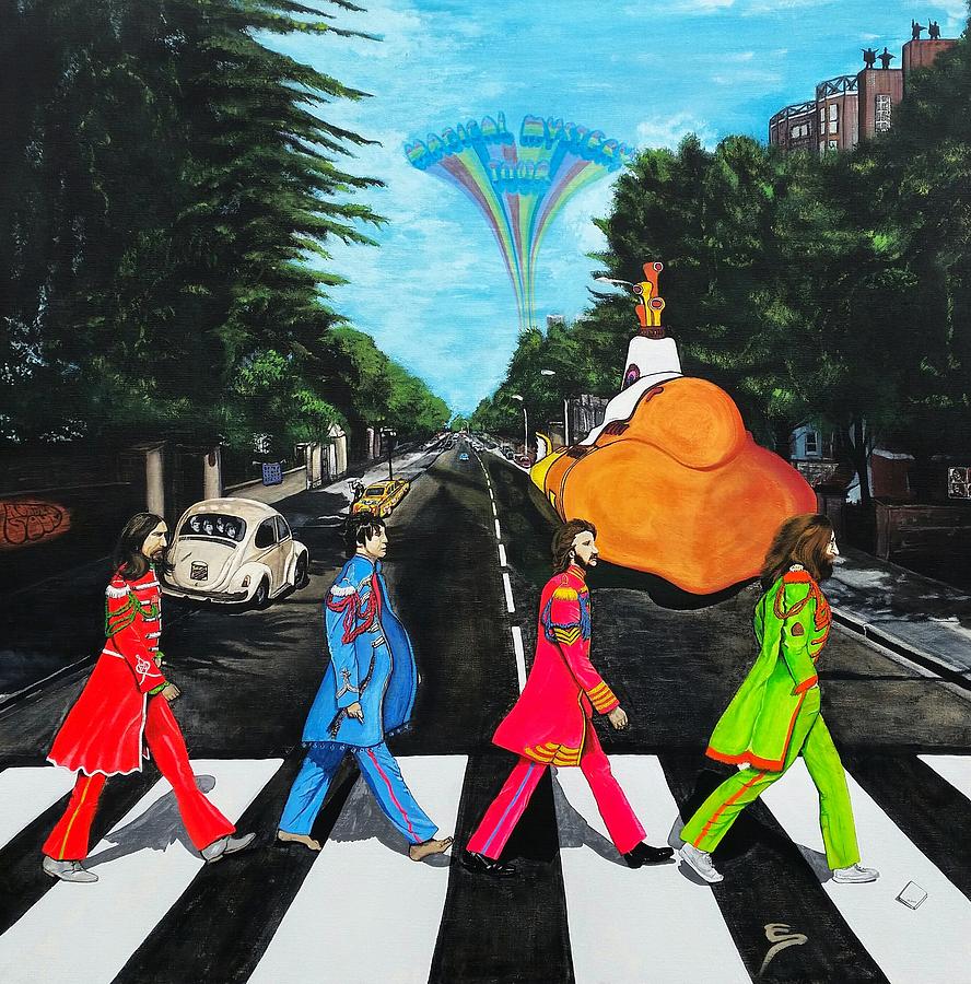 The Beatles Sgt Peppers Walk On Abby Road Painting by Edward