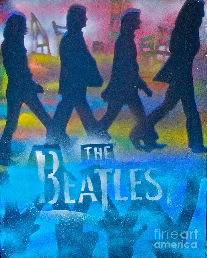 The Beatles Painting - The Beatles Walk by Tony B Conscious The Beatles Painting - The Beatles Walk by Tony B Conscious