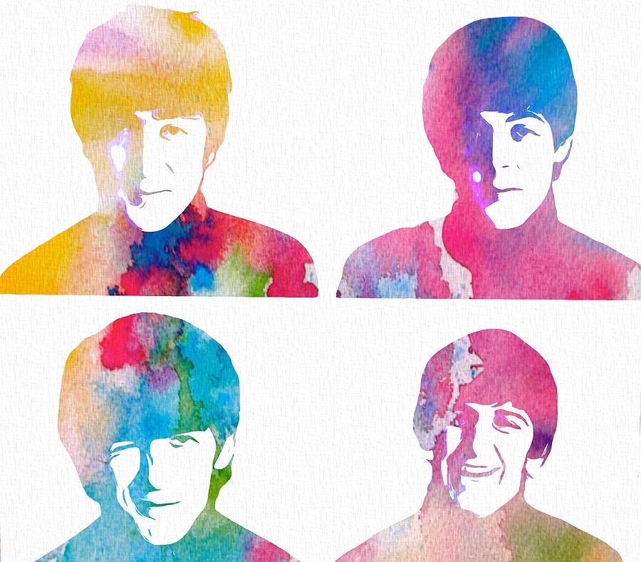 The Beatles Watercolor Collage Digital Art by Dan Sproul