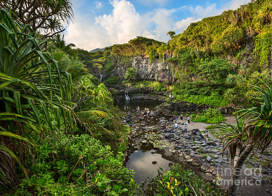 Haleakala National Park Photograph - The beautiful scene of the Seven Sacred Pools of Maui. by Jamie Pham
