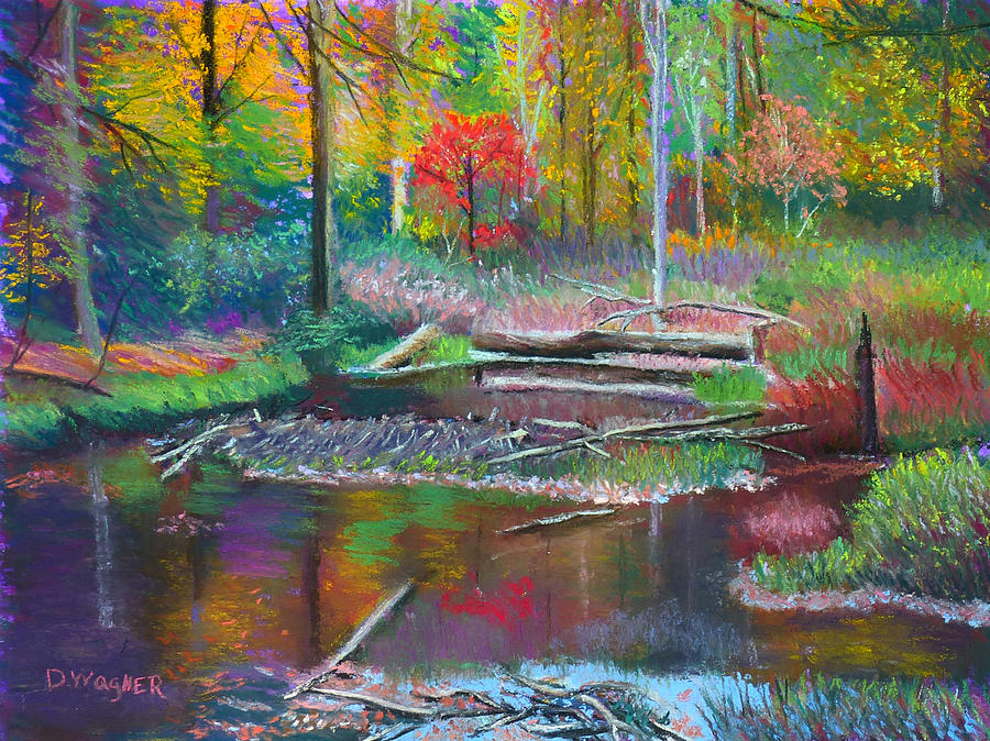 Fall Pastel - The Beaver Dam by Denise Wagner