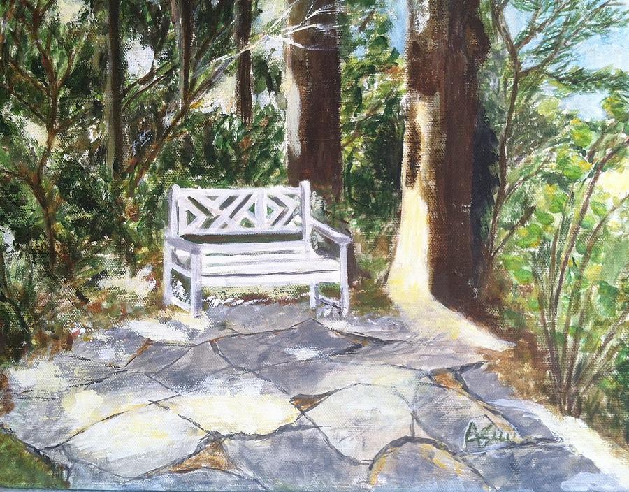 Tree Painting - The bench by Asuncion Purnell