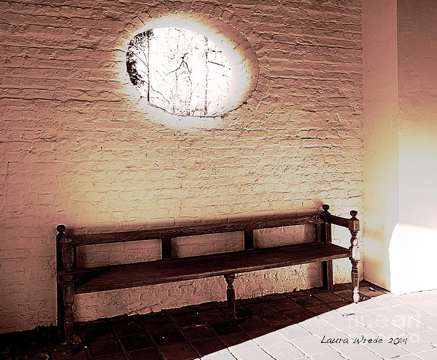 The Bench at Saint Lukes Church Photograph by Artist and Photographer Laura Wrede