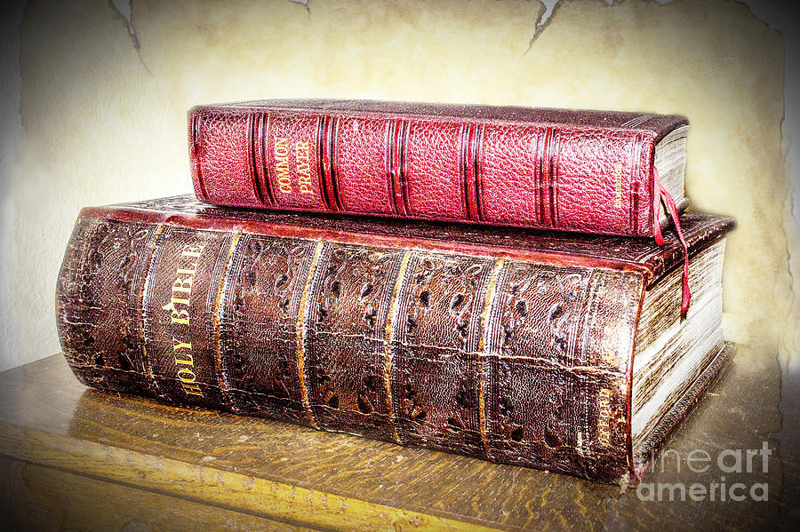Vintage Photograph - The Bible And Prayer Books by Linsey Williams