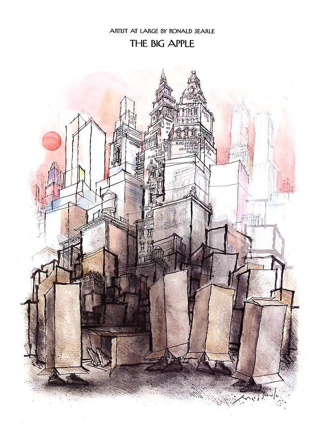 The Big Apple Drawing by Ronald Searle The Big Apple Drawing by Ronald Searle