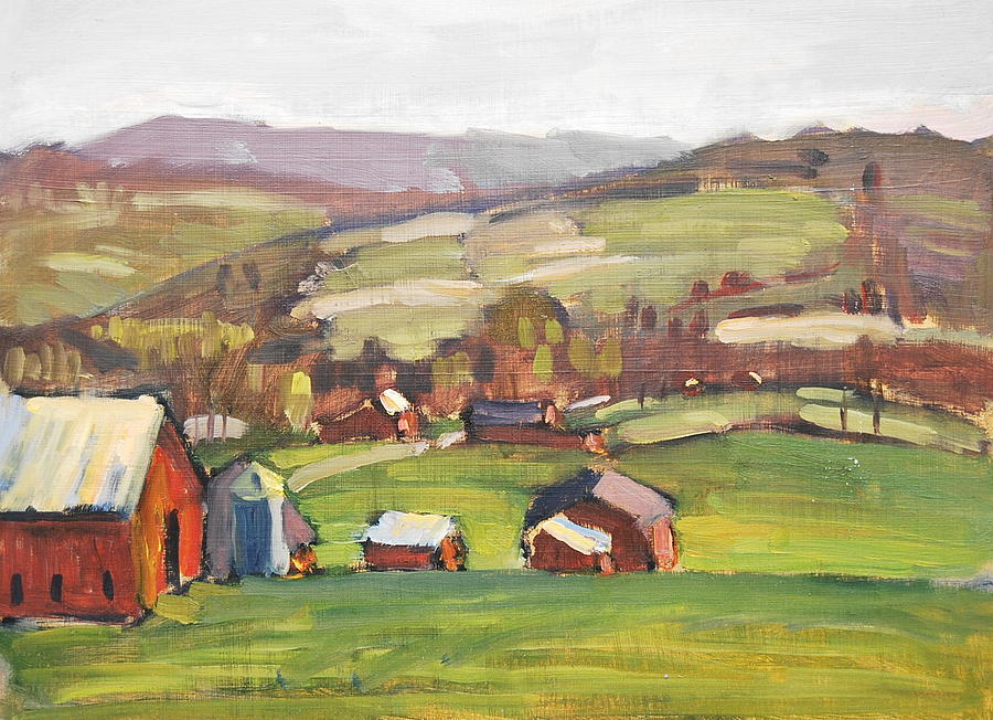 The Big Farm Painting by Len Stomski