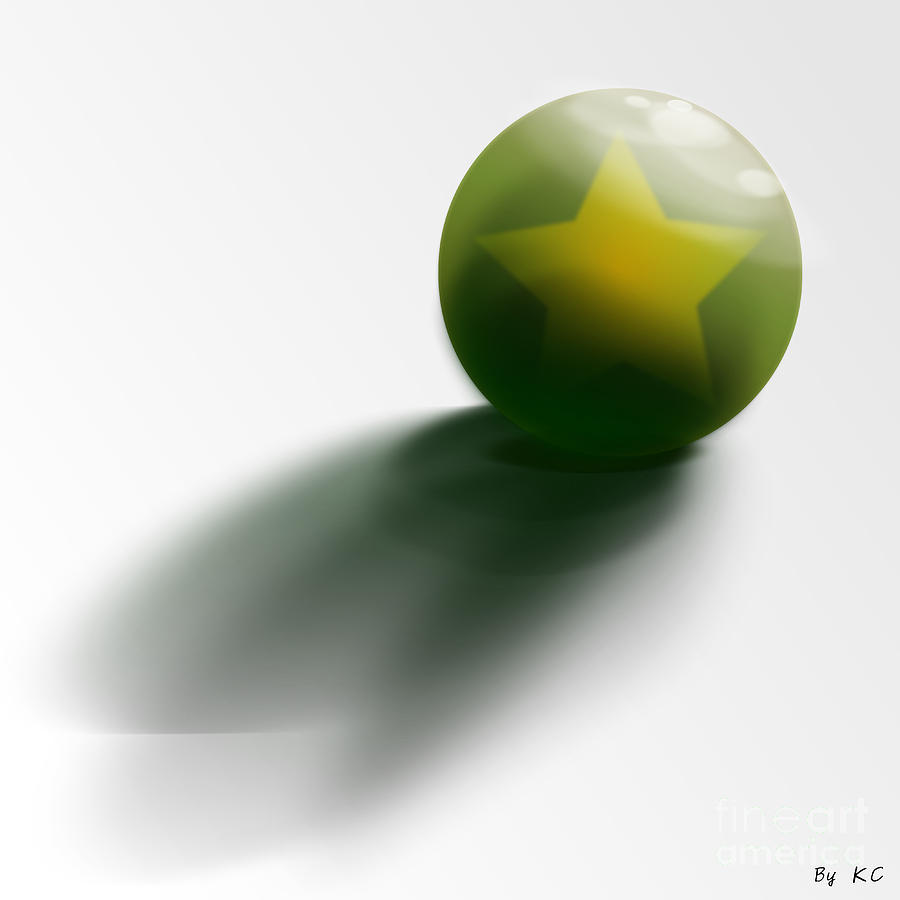 Green Ball decorated with star white background Digital Art by Vintage Collectables