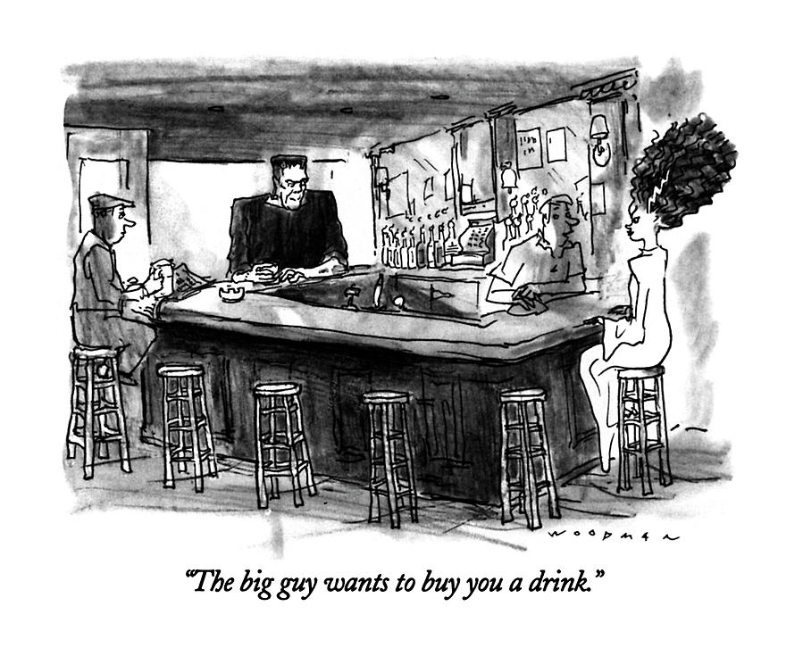 The Big Guy Wants To Buy You A Drink Drawing by Bill Woodman