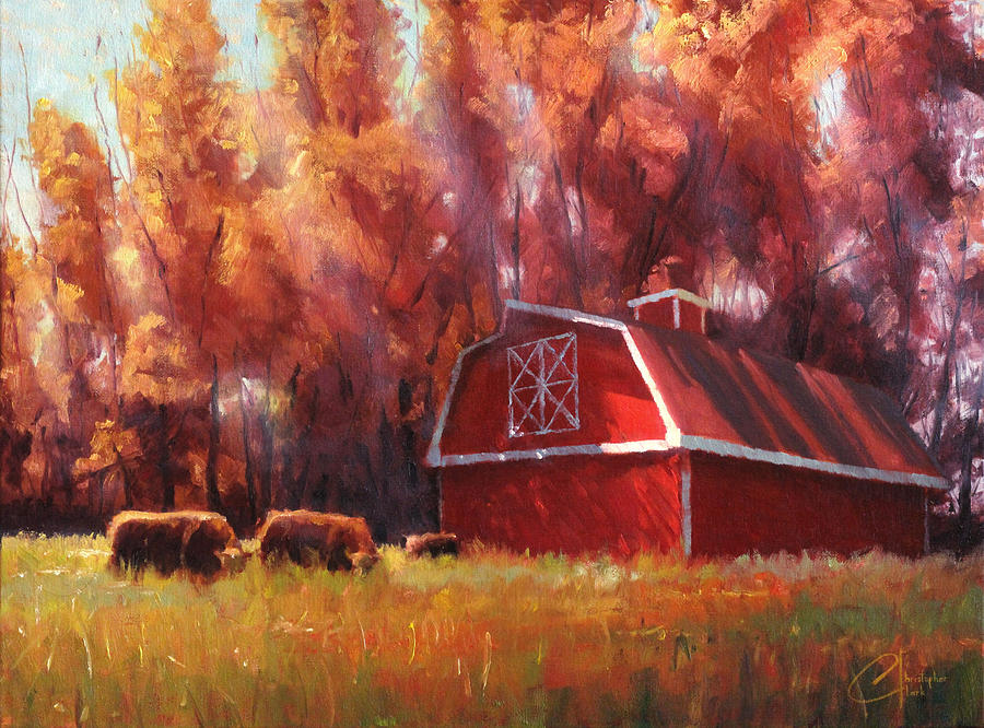 Impressionism Painting - The Big Red Barn in Arvada Colorado by Christopher Clark
