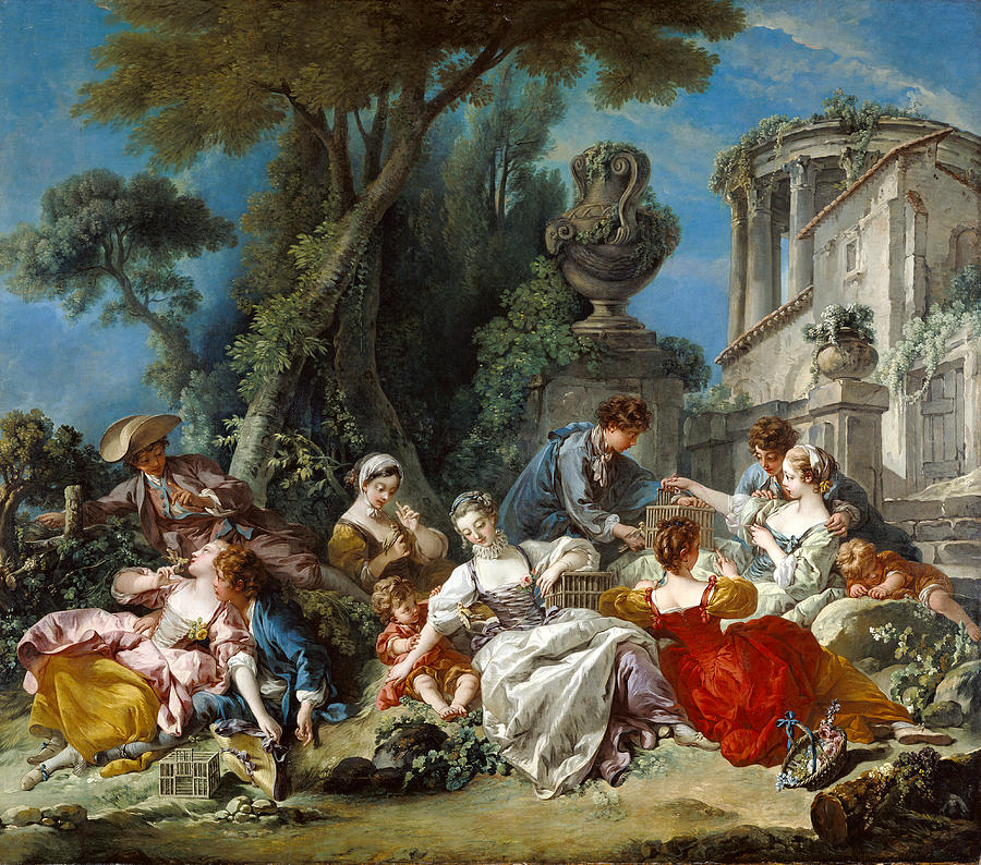 The Bird Catchers Painting by Francois Boucher