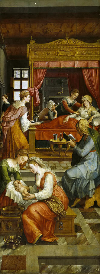 The Birth of the Virgin Painting by Michiel Coxcie The Birth of the Virgin Painting by Michiel Coxcie