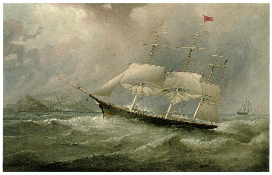 Samuel Walters Painting - The Black Ball Line Clipper Ship Ocean Chief by Attributed to Samuel Walters