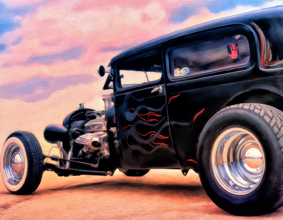 Rat Rod Painting - The Black Ghost by Michael Pickett