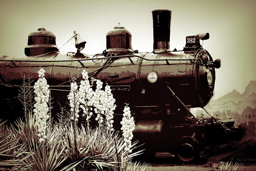 Train Photograph - The Black Steam Engine by Bonnie Willis