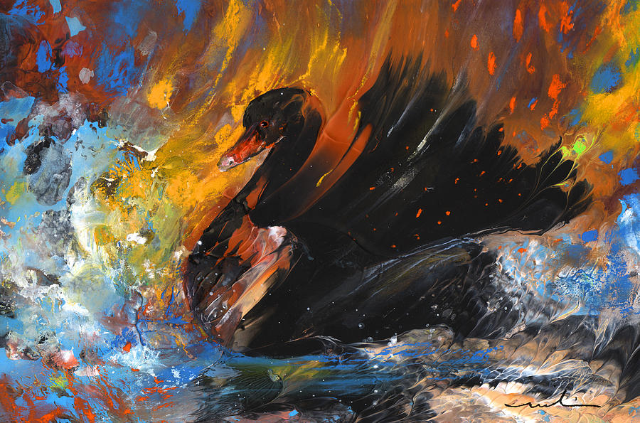 The Black Swan Painting by Miki De Goodaboom