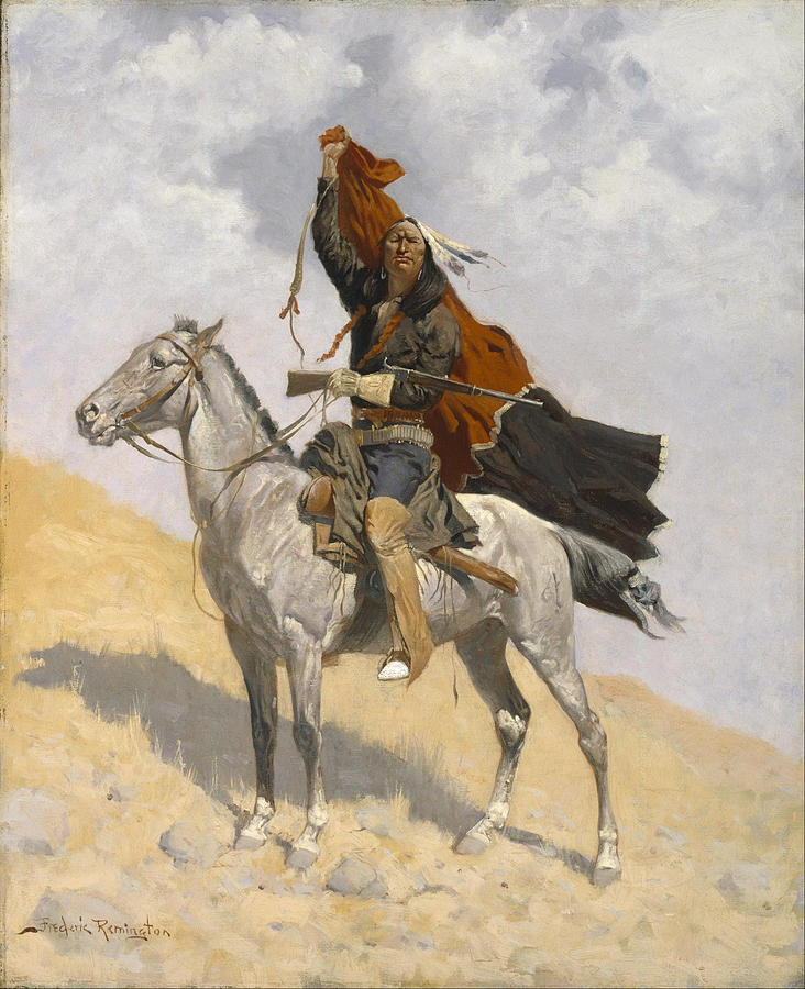 Frederic Remington Painting - The Blanket Signal by Frederic Remington