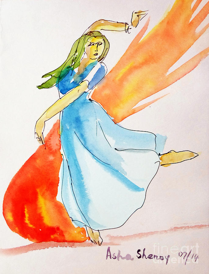 The blazing dancer Painting by Asha Sudhaker Shenoy
