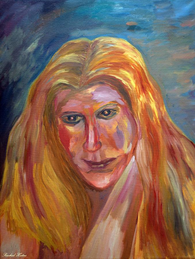 Portrait Painting - The Blonde by Rachid  Hatni