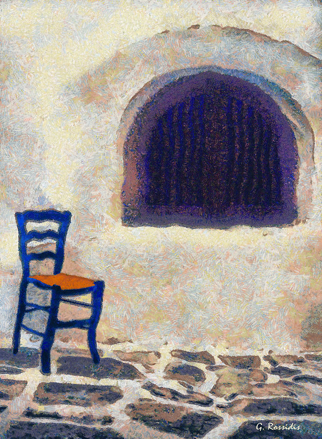 The blue chair B Painting by George Rossidis