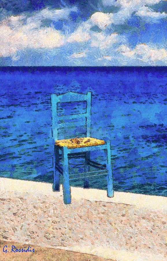 The blue chair Painting by George Rossidis
