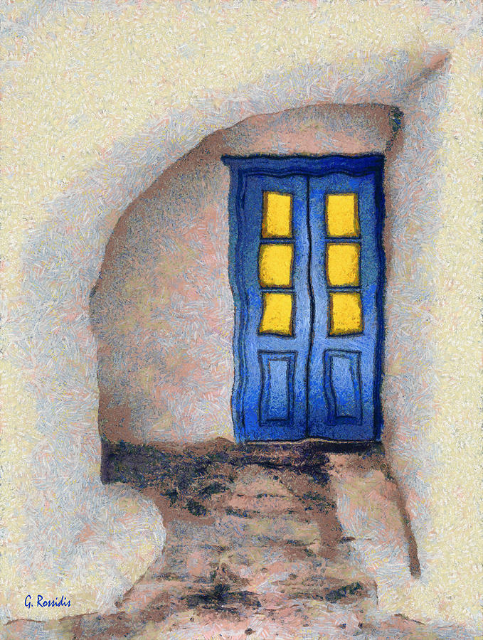 The blue door B Painting by George Rossidis